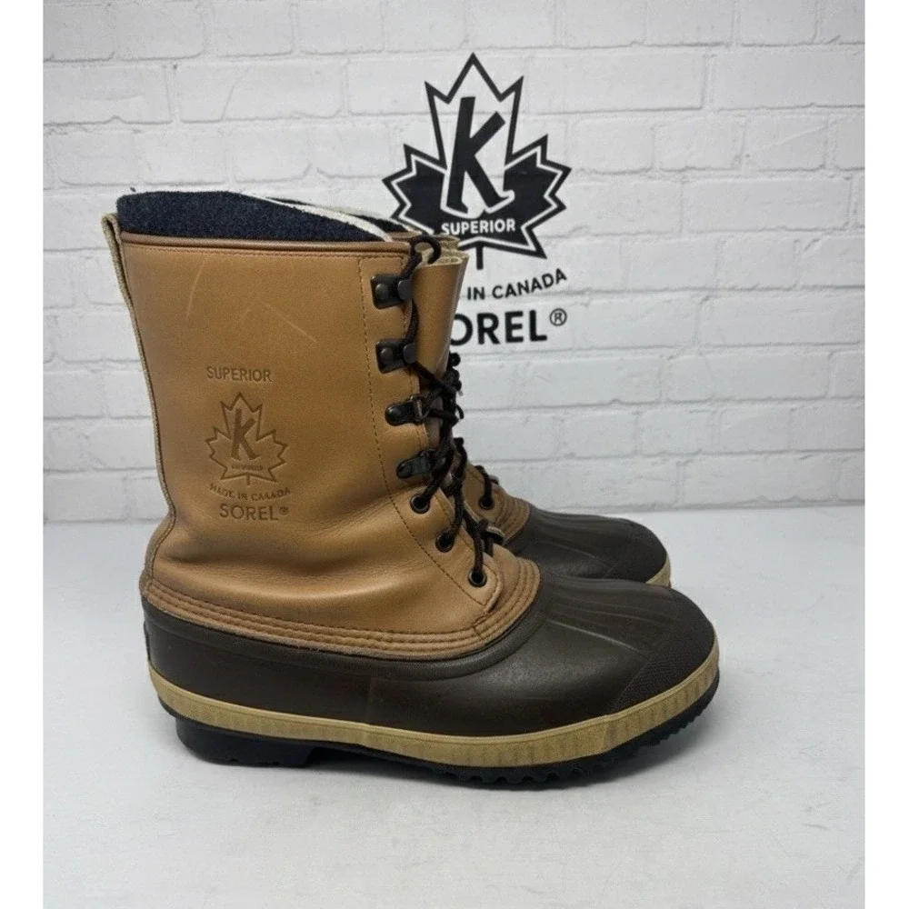🔥Sorel Vintage Canada Superior🍁Wool Lined waterproof Snow/winter Boot‎ Leather